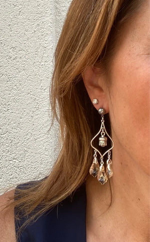 Boucles d’oreilles lustre bouddha acier inoxydable et pierre de Verre. Excellent état