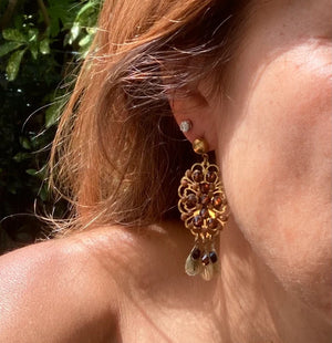 Boucles d’oreilles Paon long 6 cm excellent état