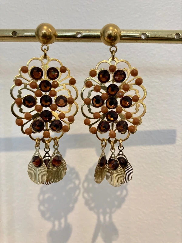 Boucles d’oreilles Paon long 6 cm excellent état