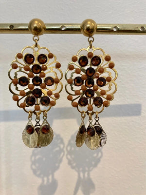 Boucles d’oreilles Paon long 6 cm excellent état
