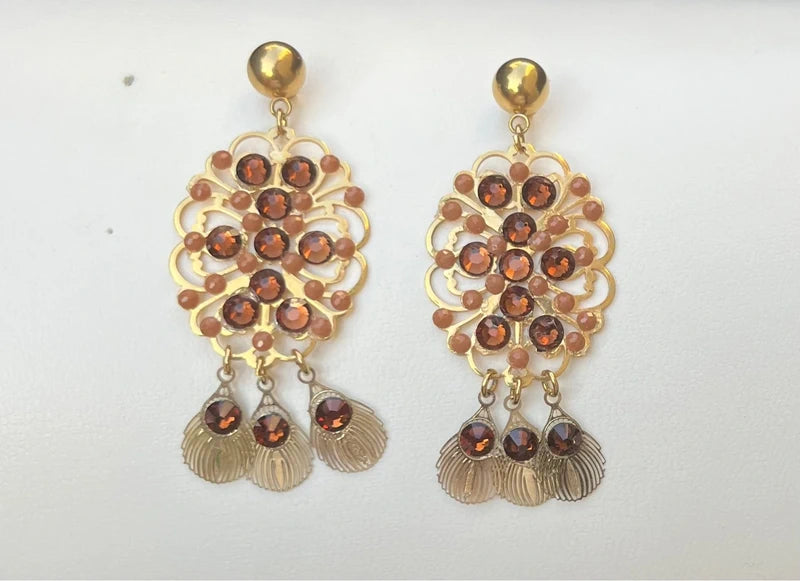 Boucles d’oreilles Paon long 6 cm excellent état
