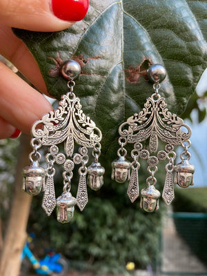 Boucles d oreilles lustre bouddha argent long 6 cm neuves
