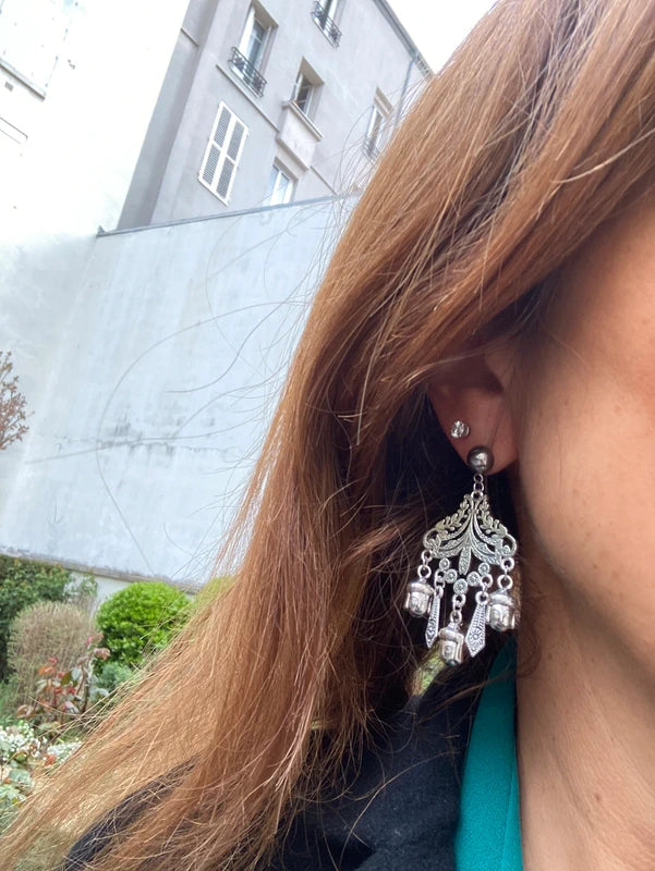 Boucles d oreilles lustre bouddha argent long 6 cm neuves