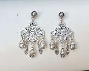 Boucles d oreilles lustre bouddha argent long 6 cm neuves