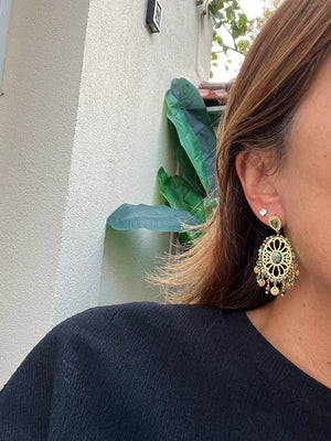 Boucles d oreilles en acier inoxydable et pierres naturelles long 5 cm
