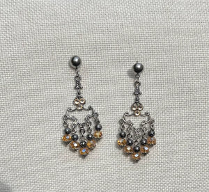 Boucles d oreilles chandelier argent et nude long 5,8cm