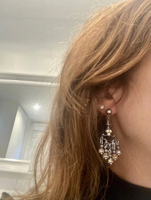 Boucles d oreilles chandelier argent et nude long 5,8cm