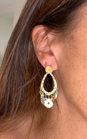 Boucles d’oreilles, en acier inoxydable, longueur 5 cm, excellent état