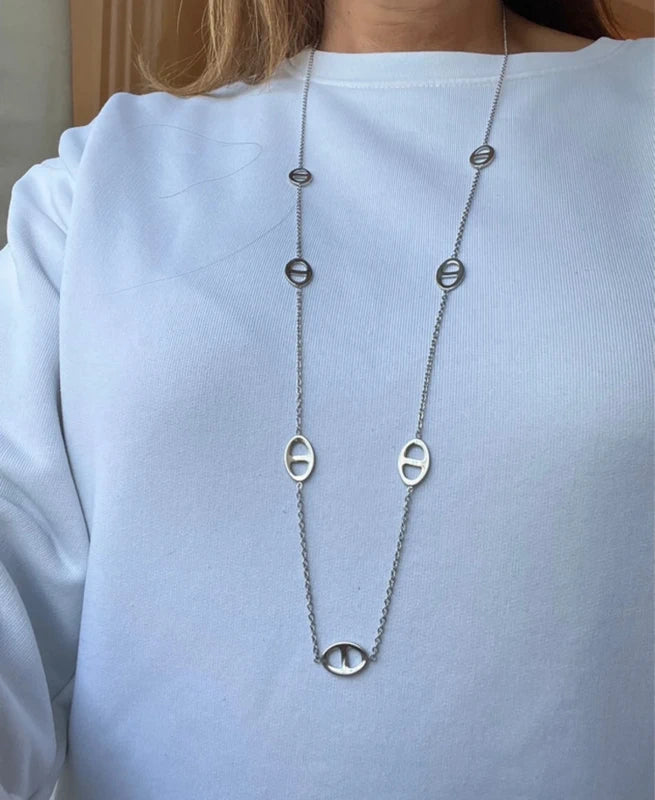 Collier sautoir tendance en acier inoxydable long 45 cm excellent état