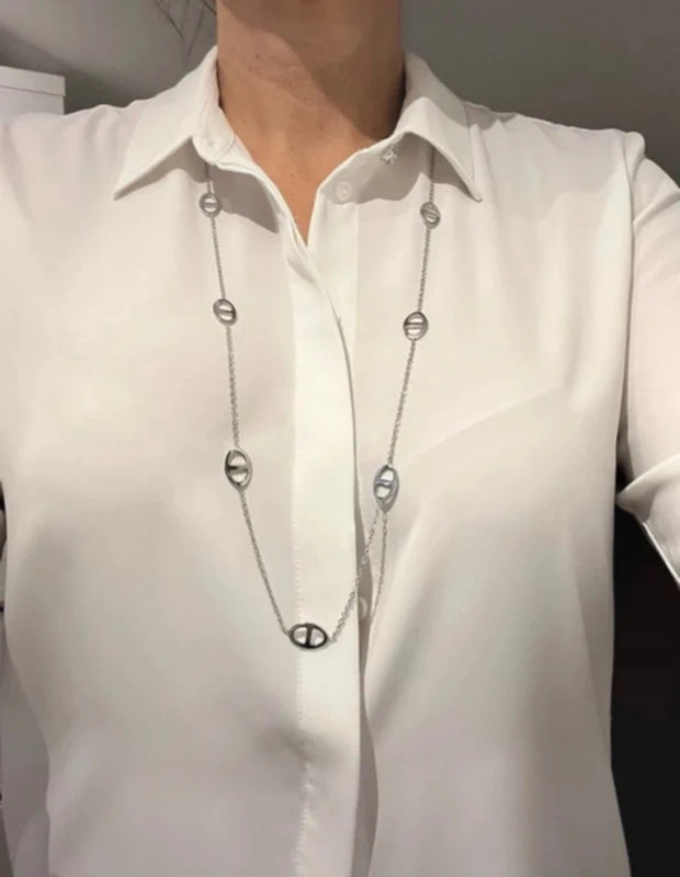 Collier sautoir tendance en acier inoxydable long 45 cm excellent état