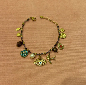 Bracelet Habaha  en acier inoxydable et pierres naturel, excellent état