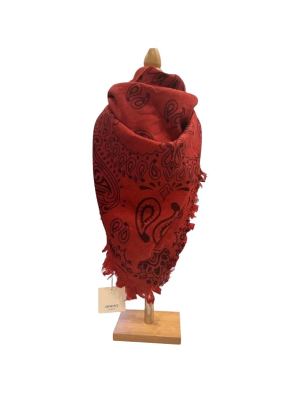 Grand carré foulard  bandana rouge bordeaux  90x90 excellent état.