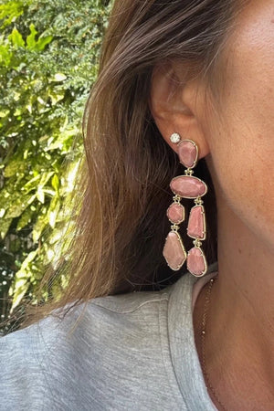Boucles d oreilles en acier inoxydable et pierres naturelles long 6,5 cm excellent état