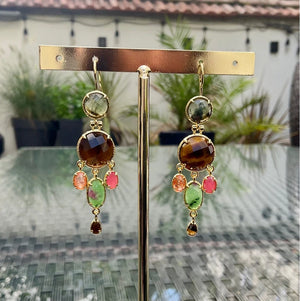 Boucles d’oreilles en acier, inoxydable et pierre naturelle, longueur 6 cm. Excellent état