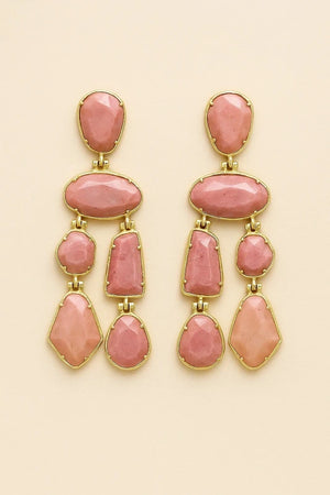 Boucles d oreilles en acier inoxydable et pierres naturelles long 6,5 cm excellent état