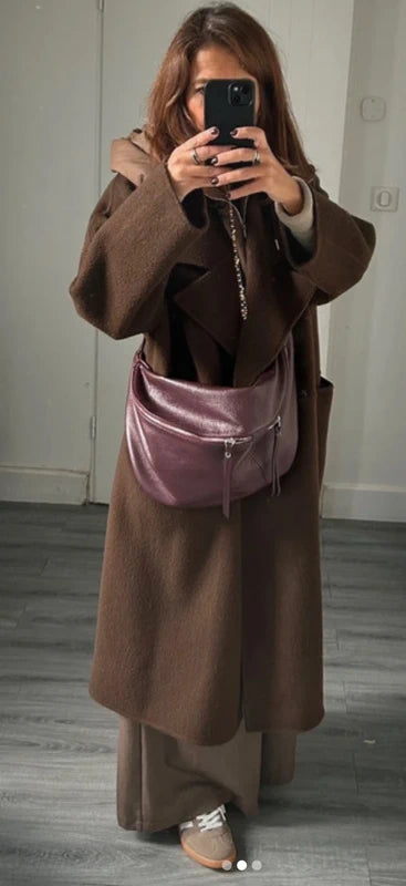 Sac banane xl en cuir graine prune, lie de vin ( couleur tendance) excellent état