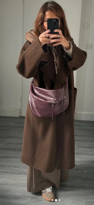 Sac banane xl en cuir graine prune, lie de vin ( couleur tendance) excellent état