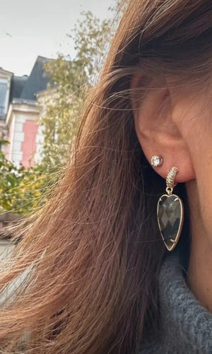 Boucles d'oreilles en acier inoxydable et pierres naturelles long 3,8cm Excellent état