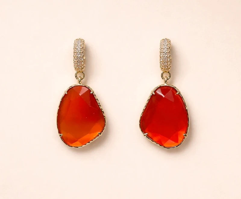 Boucles d'oreilles en acier inoxydable et pierres naturelles long 3,3cm Excellent état
