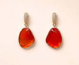 Boucles d'oreilles en acier inoxydable et pierres naturelles long 3,3cm Excellent état