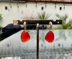 Boucles d'oreilles en acier inoxydable et pierres naturelles long 3,3cm Excellent état