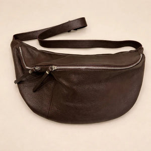 Sac banane xl en cuir grainé marron chocolat excellent état