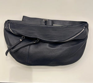 Sac banane xl en cuir grainé bleu marine excellent état