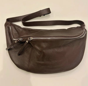 Sac banane xl en cuir grainé marron chocolat excellent état