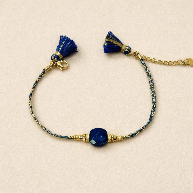 Bracelet  Habaha en acier, inoxydable et pierre naturelle:lapis lazuli  . excellent état