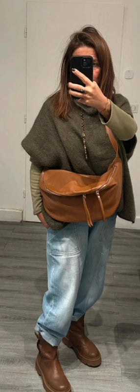 Sac banane xl en cuir grainé camel excellent état