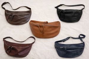 Sac banane xl en cuir grainé bleu marine excellent état