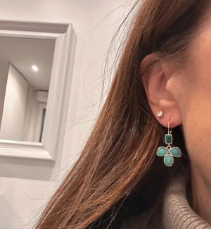 Boucles d'oreilles en acier inoxydable et pierres naturelles long: 3,3 cm excellent état