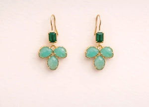 Boucles d'oreilles en acier inoxydable et pierres naturelles long: 3,3 cm excellent état