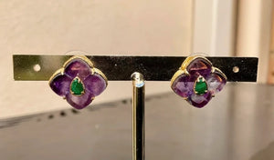 Boucles d'oreilles en acier inoxydable et pierres, naturelles, excellent état. Long 2 cm