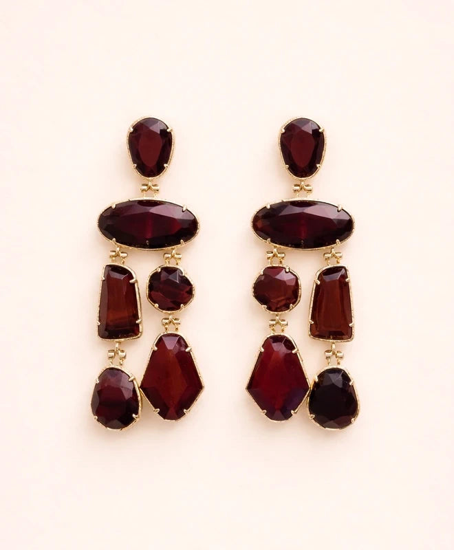 Boucles d’oreilles en acier, inoxydable et pierres naturelles, longueur 6,8 cm. Excellent état.