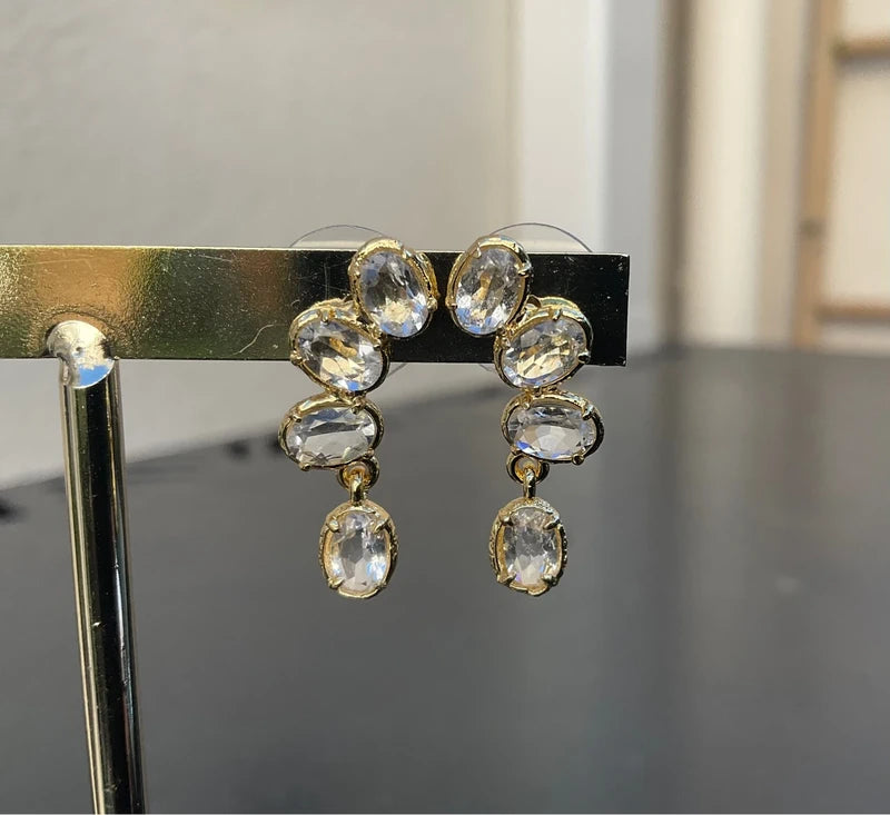 Boucle d’oreilles en acier inoxydable et pierres naturelles long: 2,5 cm excellent état