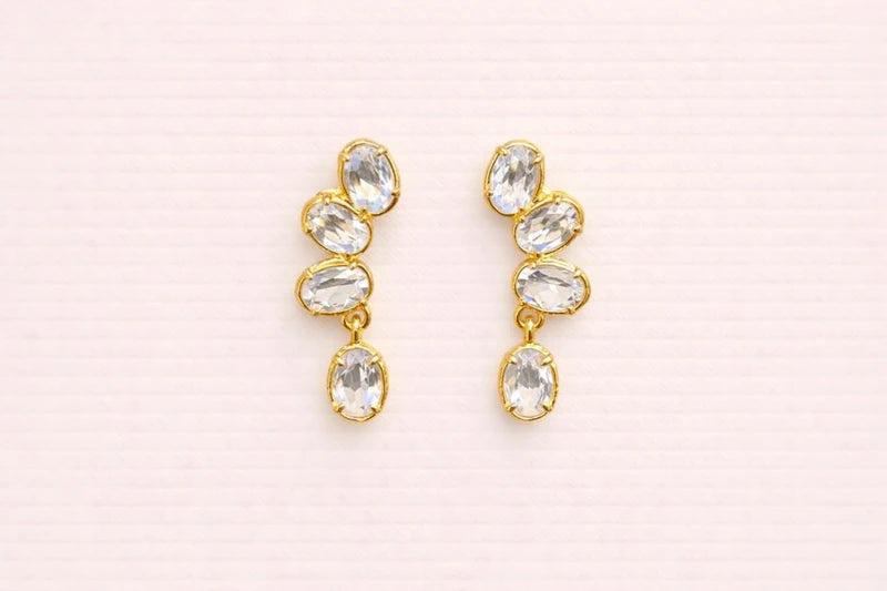Boucle d’oreilles en acier inoxydable et pierres naturelles long: 2,5 cm excellent état