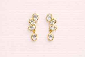 Boucle d’oreilles en acier inoxydable et pierres naturelles long: 2,5 cm excellent état