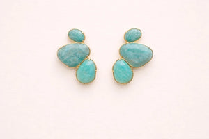 Boucles d’oreilles en acier, inoxydable et pierre naturelle, longueur 3,3cm. Excellent état