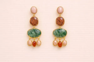 Boucles d’oreilles en acier, oxydables et Pierres naturelles long 6cm excellent état