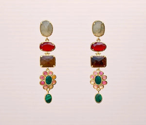 Boucles d’oreilles en acier, oxydables et Pierres naturelles long 6,5cm excellent état