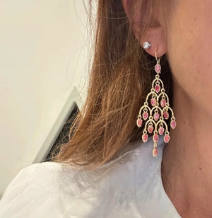 Boucles d'oreilles en acier, inoxydable et pierres naturelles, longueur 6,5 cm. Excellent état