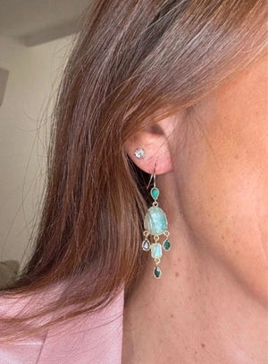Boucles en acier inoxydable et pierres naturelles long 5,5cm excellent état