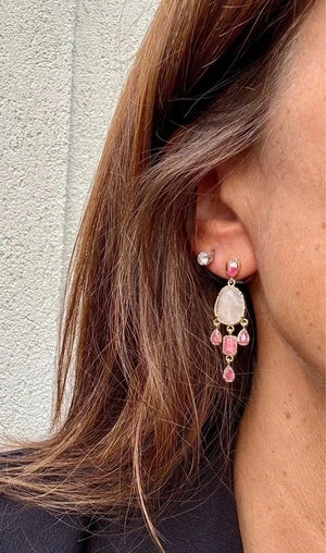 Boucles en acier inoxydable et pierres naturelles long 4,5cl excellent état